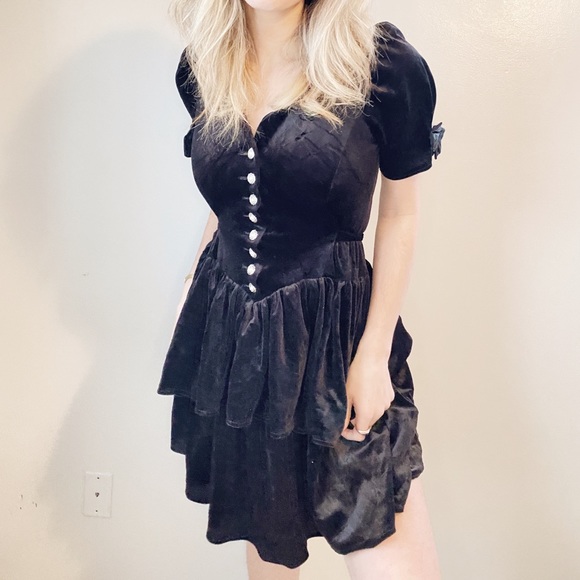 Vintage Dresses & Skirts - Vintage 90s velvet little black dress